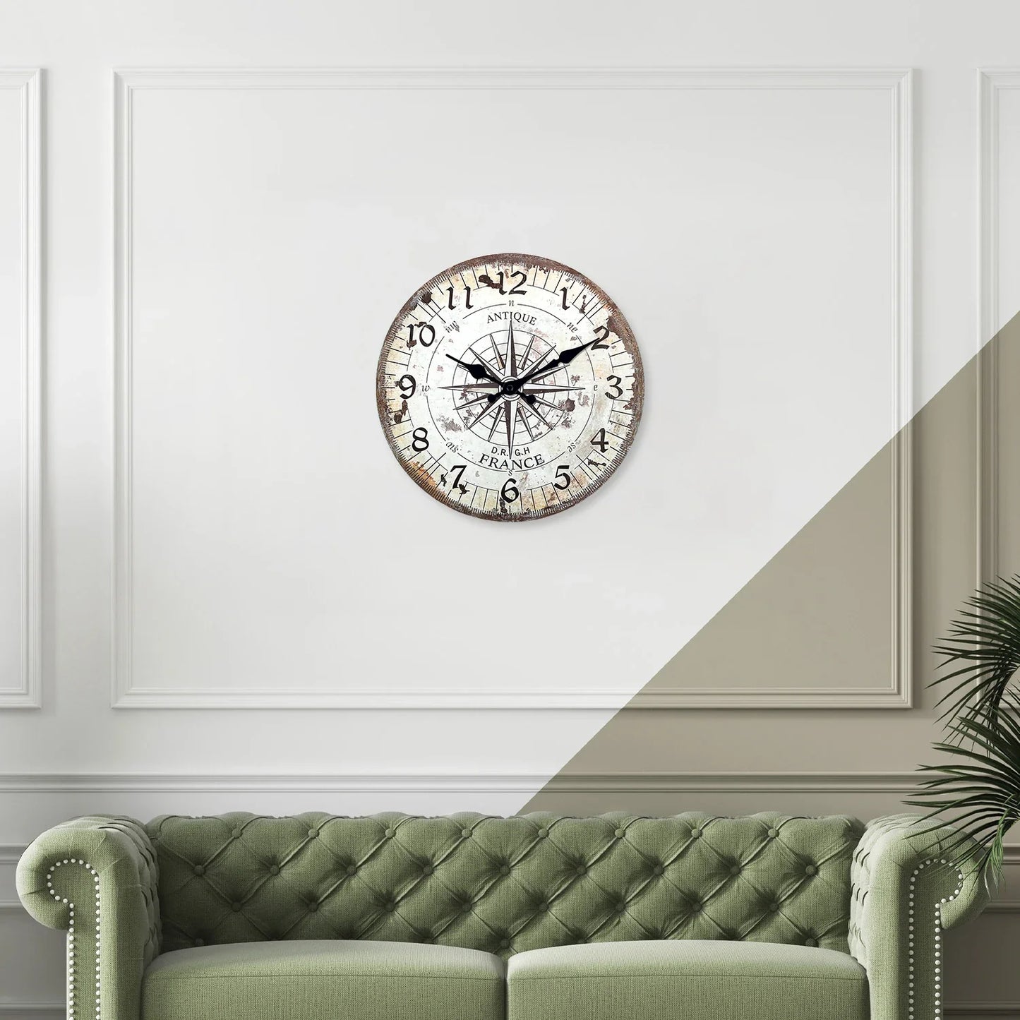 Horloge Murale Vintage Boussole Américaine