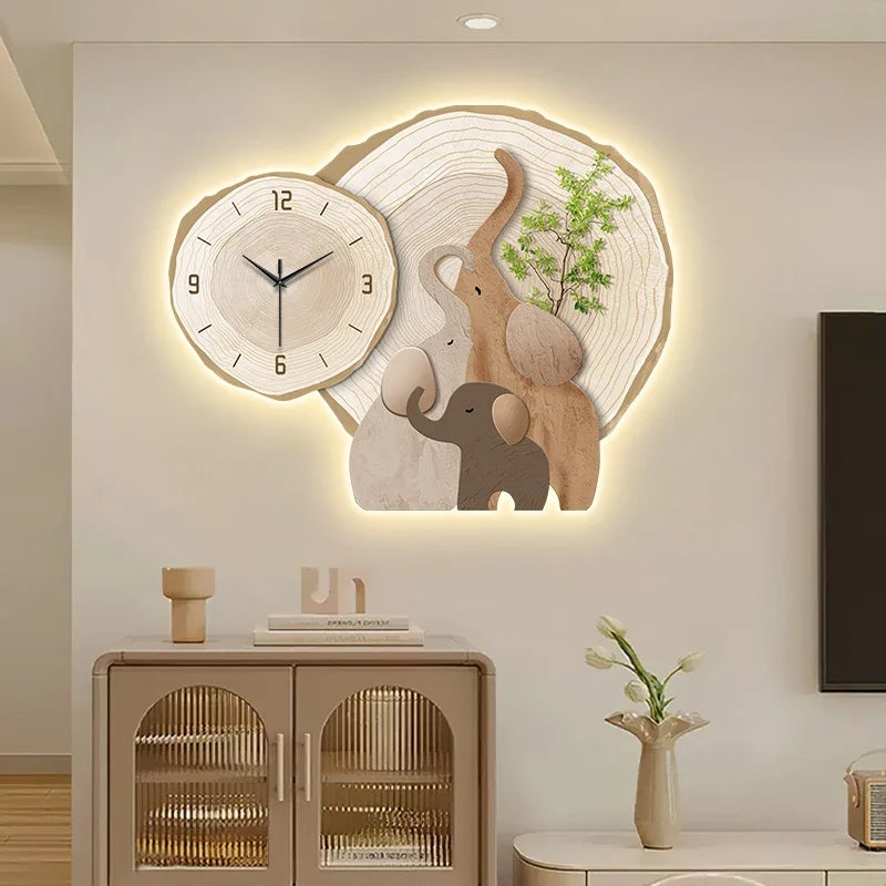 Horloge Murale Lumineuse Éléphants