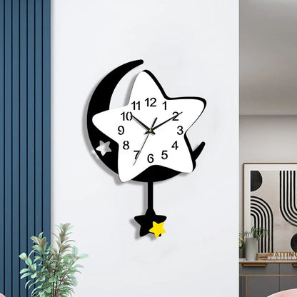Horloge Murale Enfant Motif Lune et Étoile