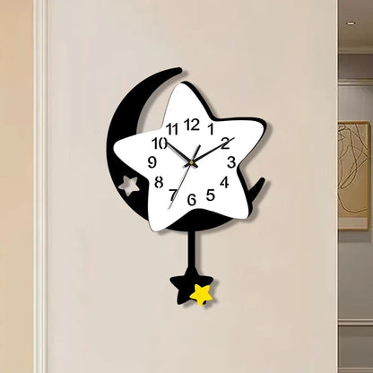 Horloge Murale Enfant Motif Lune et Étoile