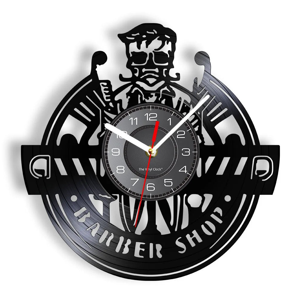 Horloge Vinyle Design Style Barber Shop