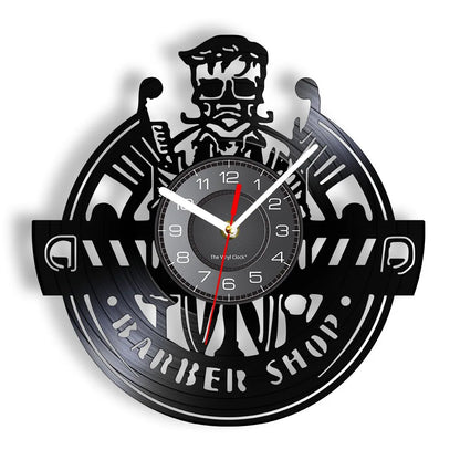 Horloge Vinyle Design Style Barber Shop