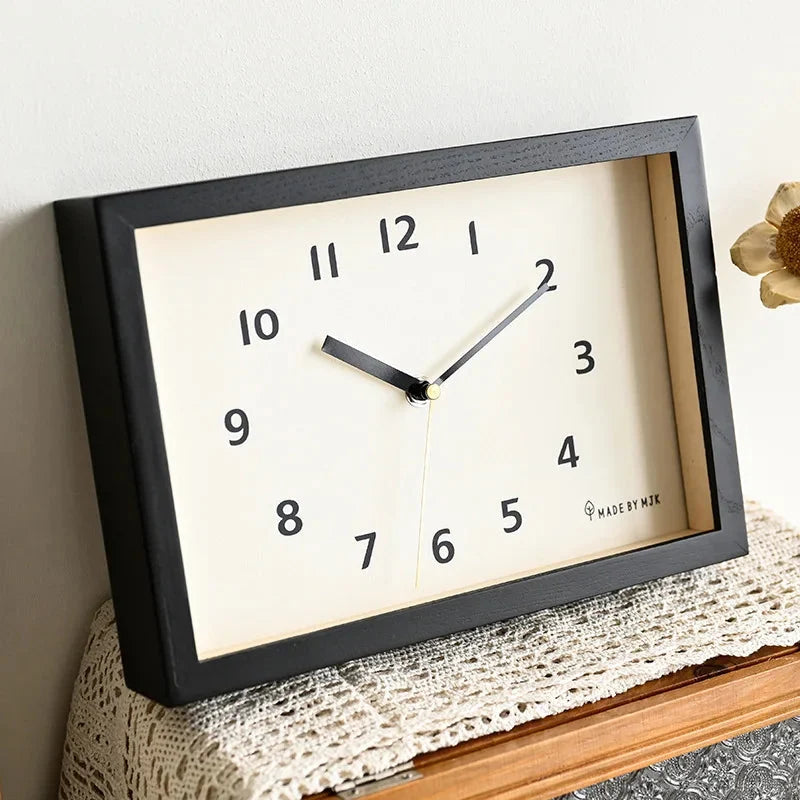 Horloge Murale Bois Rectangulaire Style Japonais