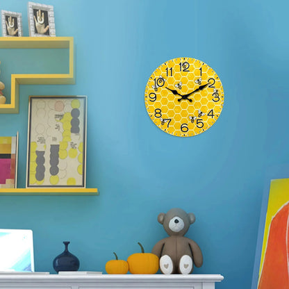Horloge Murale Bois Nid d'Abeille et Abeilles