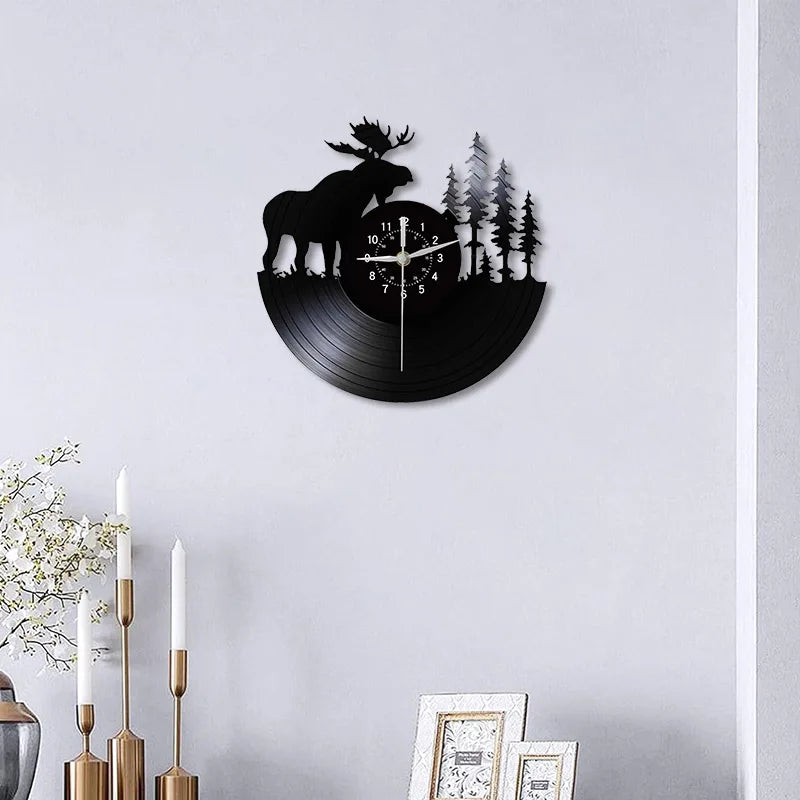 Horloge Vinyle Noir Renne