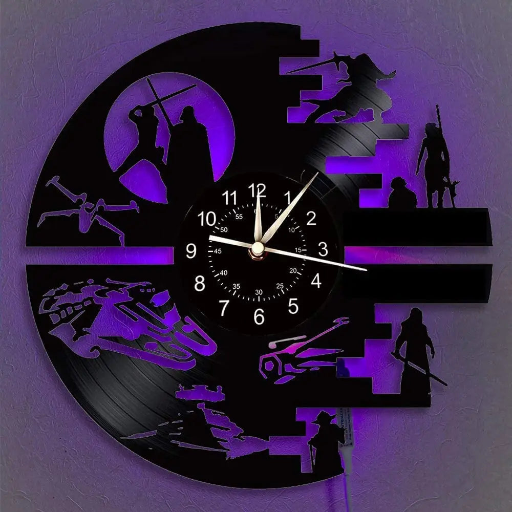 Horloge Murale LED Design Science-Fiction Vinyle 7 Couleurs