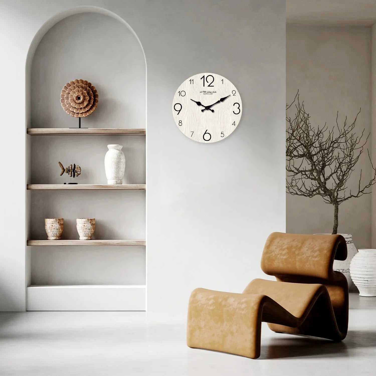 Horloge Murale Bois Grain Simple Élégant
