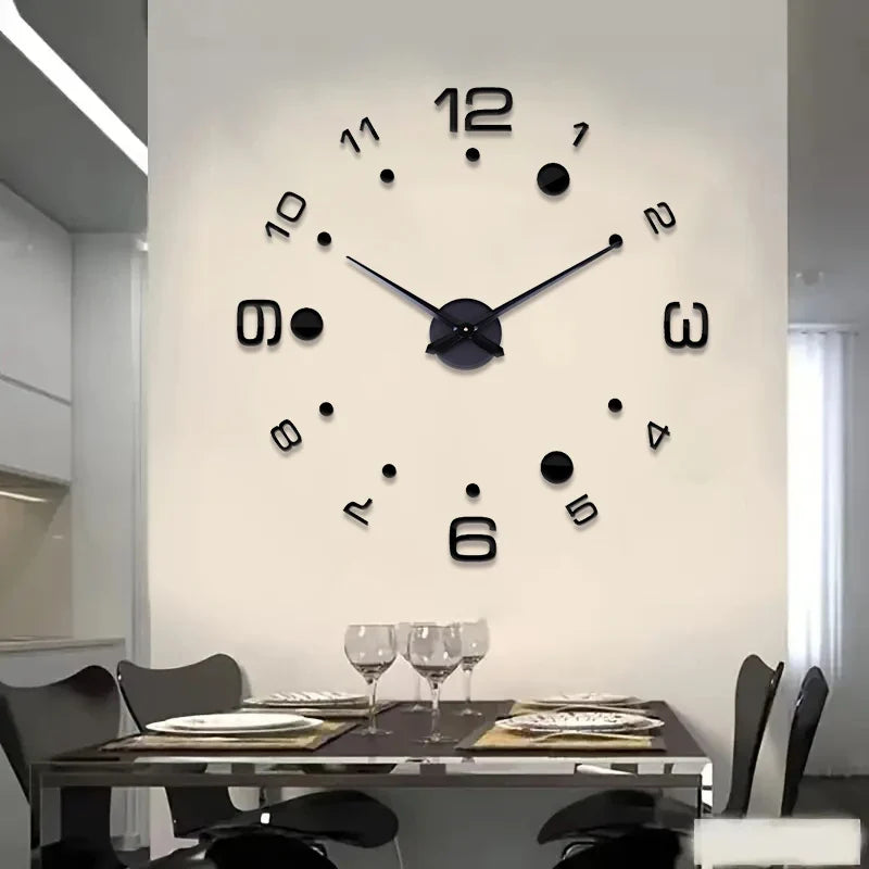 Horloge Murale Silencieuse Acrylique Effet Miroir Art Design