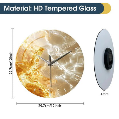 Horloge Murale Design Art Abstrait Verre Trempé