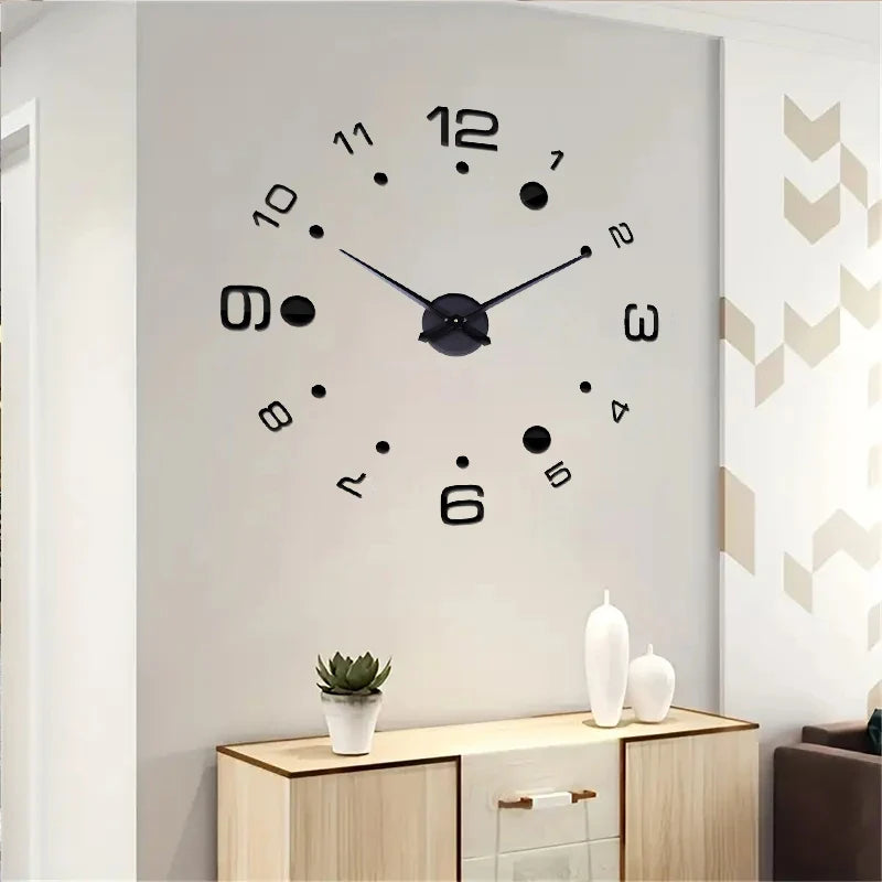Horloge Murale Silencieuse Acrylique Effet Miroir Art Design