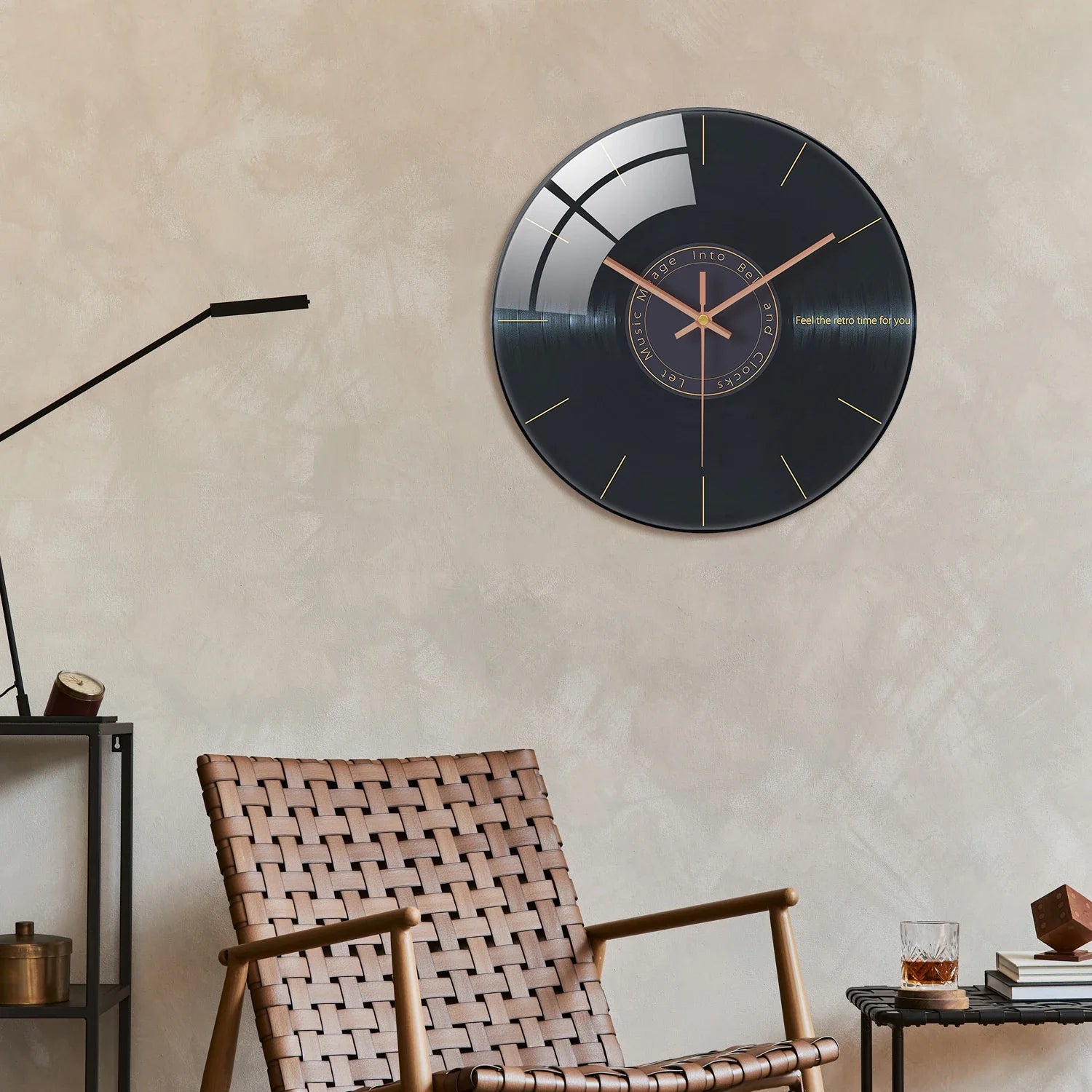 Horloge Murale Originale Vinyle Noir