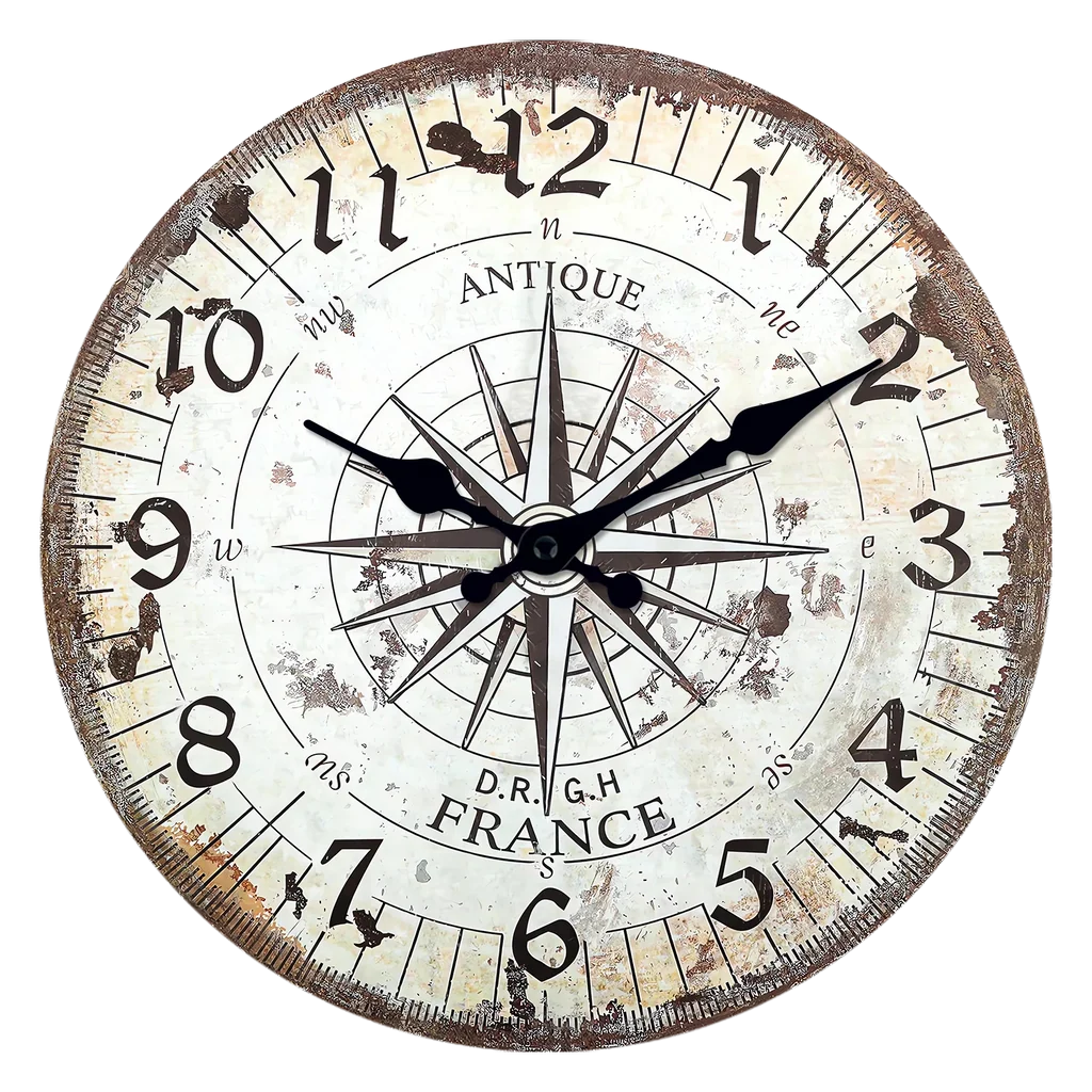 Horloge Murale Vintage Boussole Américaine