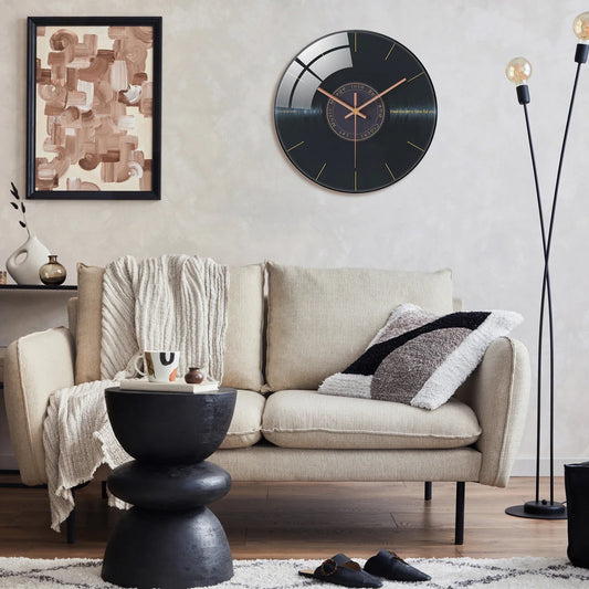 Horloge Murale Originale Vinyle Noir