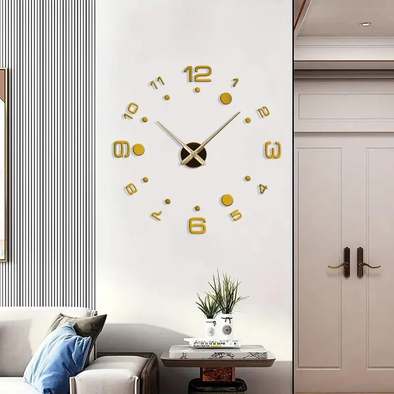 Horloge Murale Silencieuse Acrylique Effet Miroir Art Design