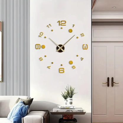 Horloge Murale Silencieuse Acrylique Effet Miroir Art Design