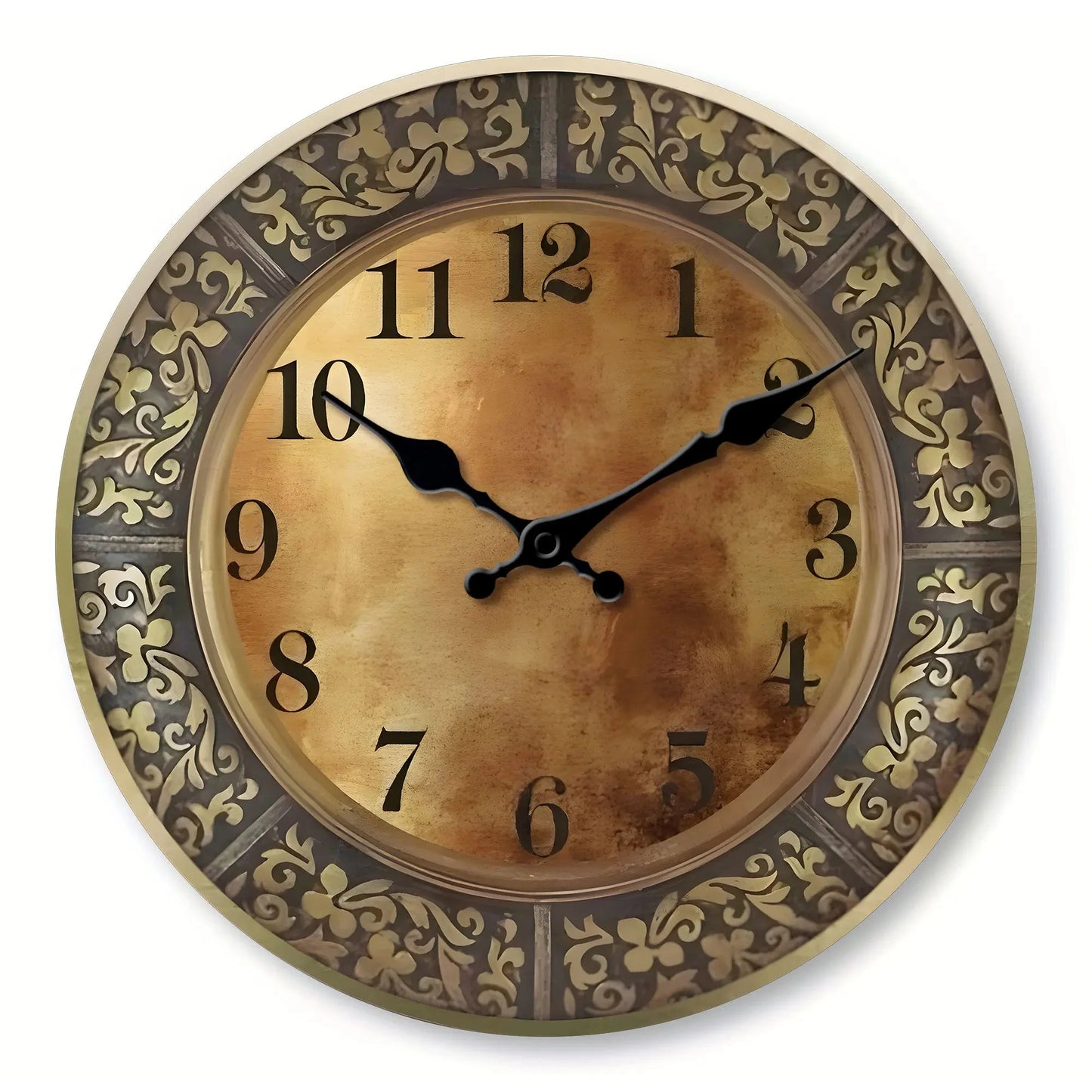 Horloge Murale Bois Motif Laiton Antique Design Moderne