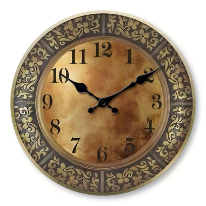 Horloge Murale Bois Motif Laiton Antique Design Moderne