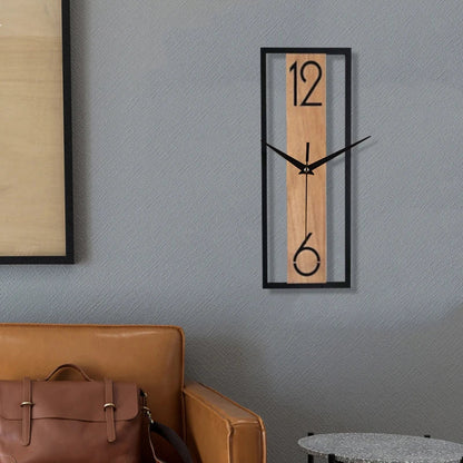 Horloge Murale Silencieuse Rectangle Grain de Bois