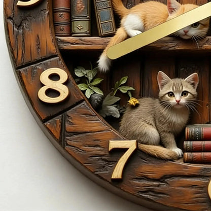 Horloge Chat Bibliothèque