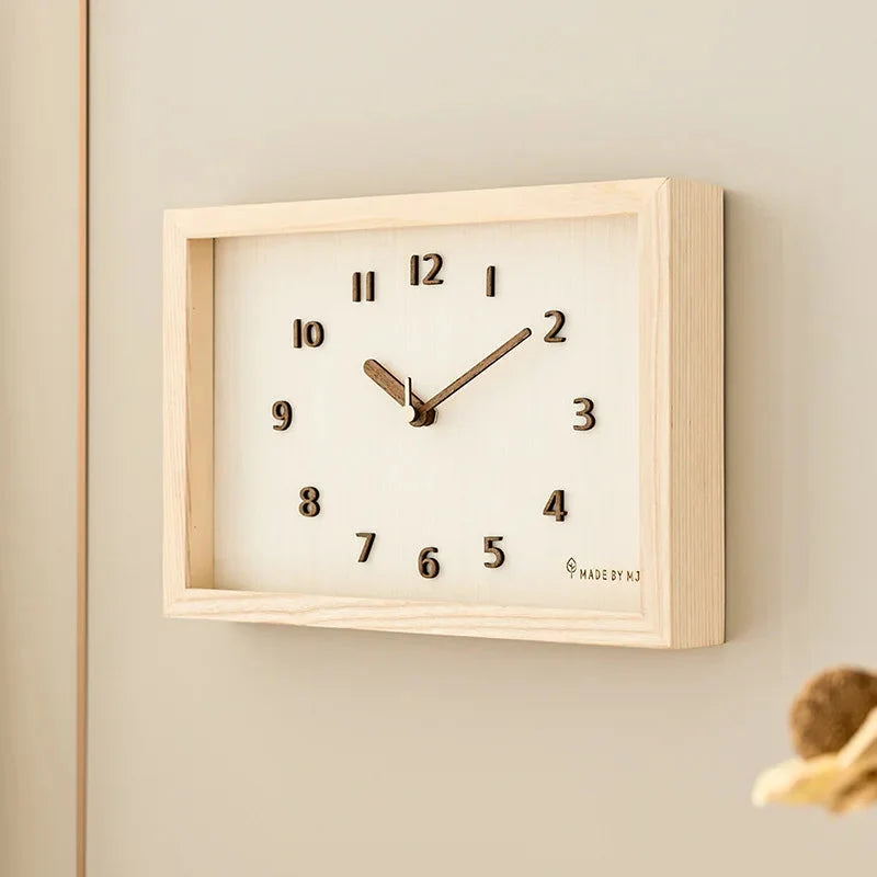 Horloge Murale Bois Rectangulaire Style Japonais