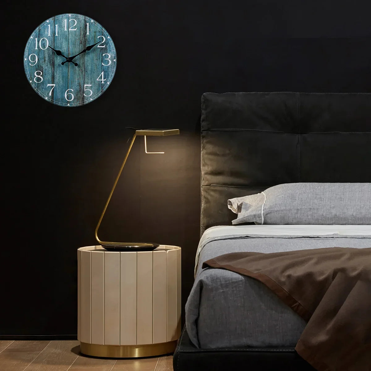 Horloge Murale Silencieuse Bois Ronde 25cm Style Rétro