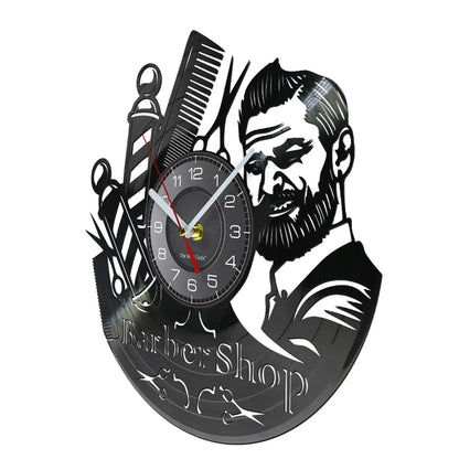 Horloge Vinyle Design Style Barber Shop
