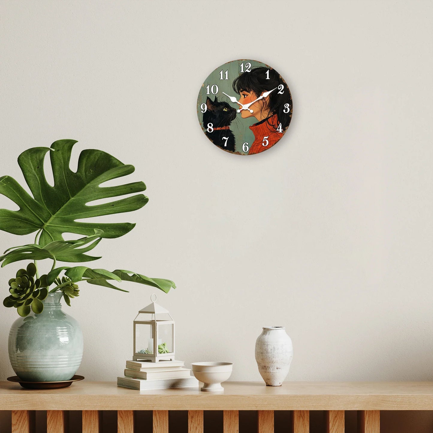 Horloge Chat Noir Art Vintage