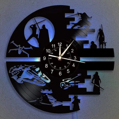 Horloge Murale LED Design Science-Fiction Vinyle 7 Couleurs