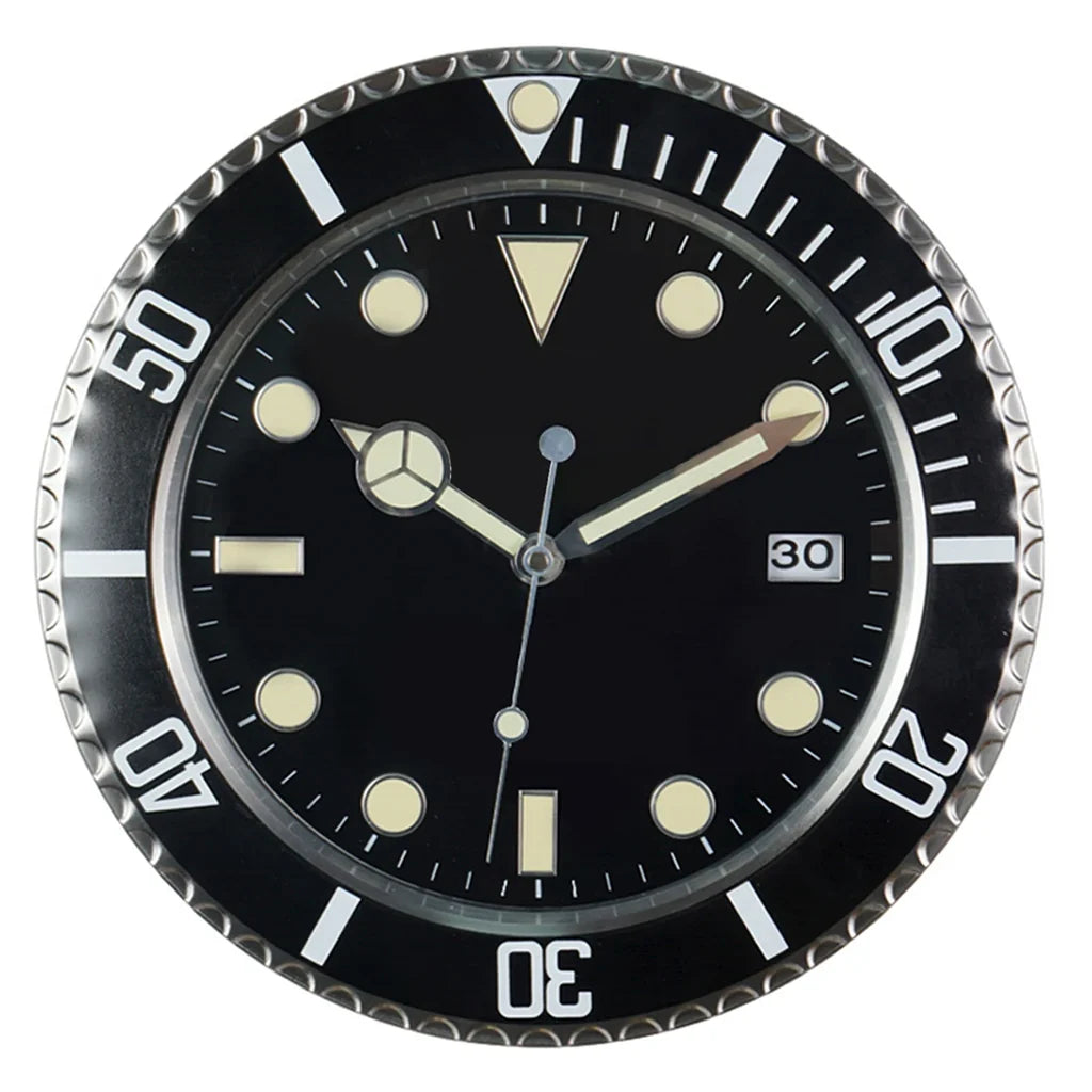Horloge Murale Métal Design Fluorescent 33cm Sans Piles