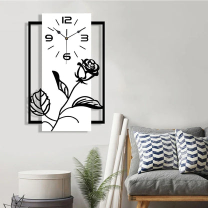Horloge Murale Design Art Moderne Motif Rose