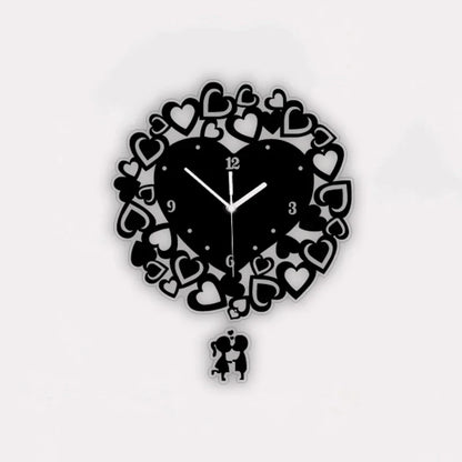 Horloge Murale Design Coeurs Noirs