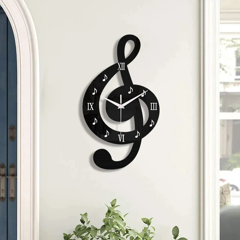 Horloge Murale Note de Musique Noire