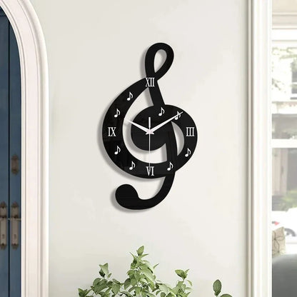 Horloge Murale Note de Musique Noire