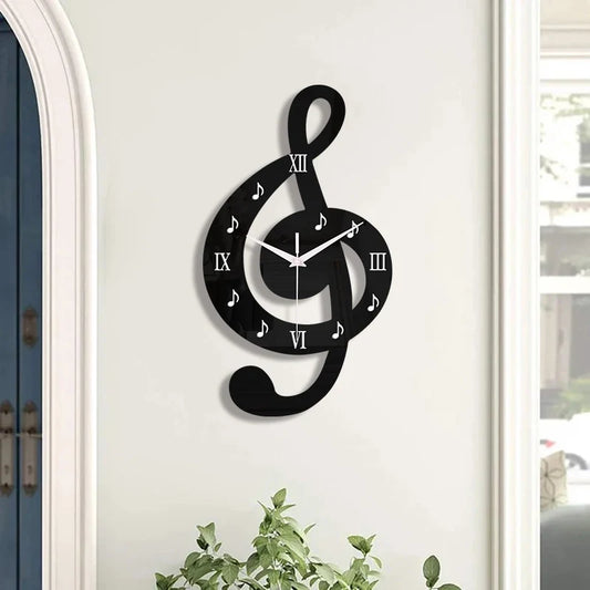 Horloge Murale Note de Musique Noire