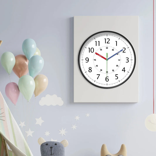 Horloge Murale Minimaliste Aiguilles Colorées