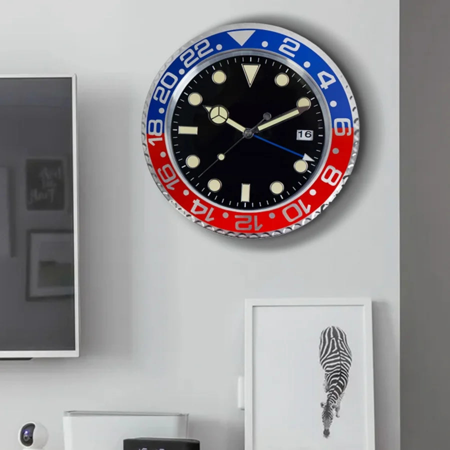 Horloge Murale Métal Design Fluorescent 33cm Sans Piles