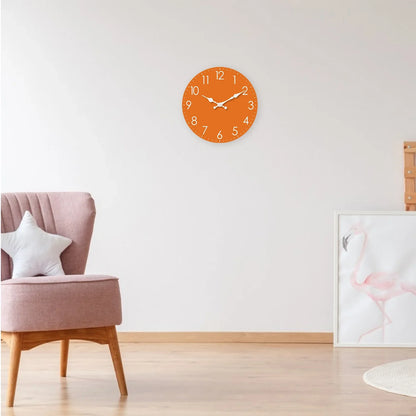 Horloge Murale Bois Orange Classique