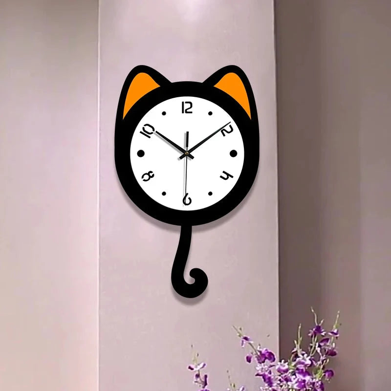 Horloge Chat Oreille Orange
