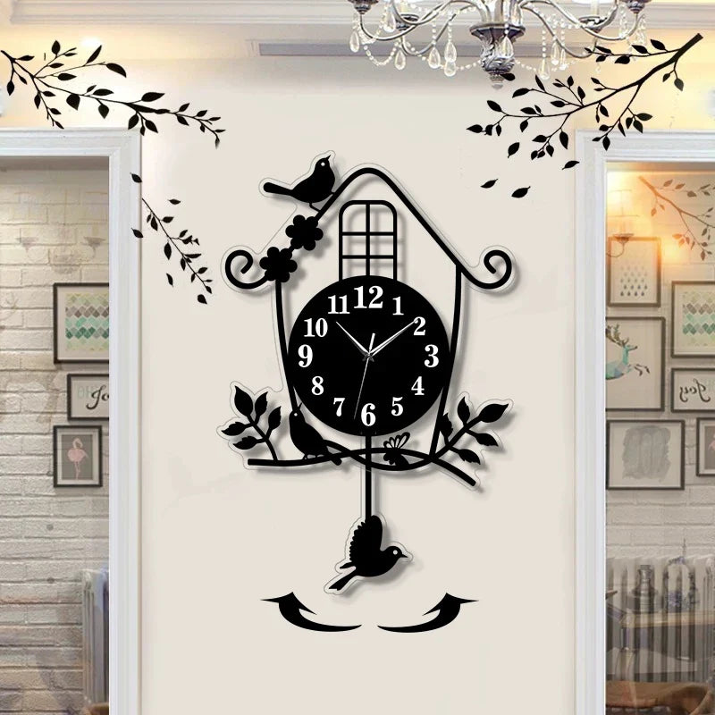 Horloge Oiseaux Pendulaire Silencieuse