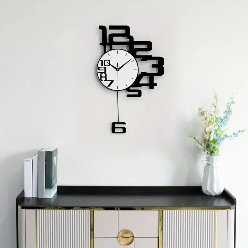 Horloge Murale Design Créatif en Métal Noir