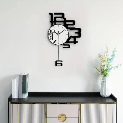 Horloge Murale Design Créatif en Métal Noir