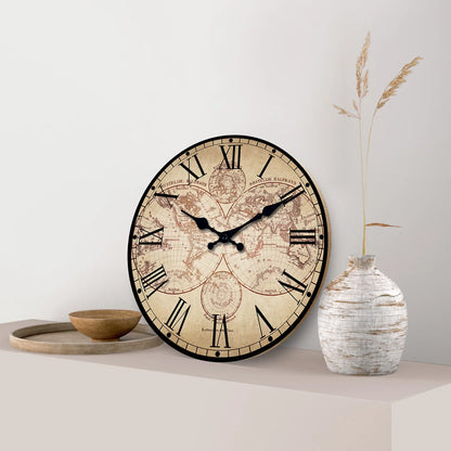 Horloge Murale Vintage Boussole Navire Côte Nautique