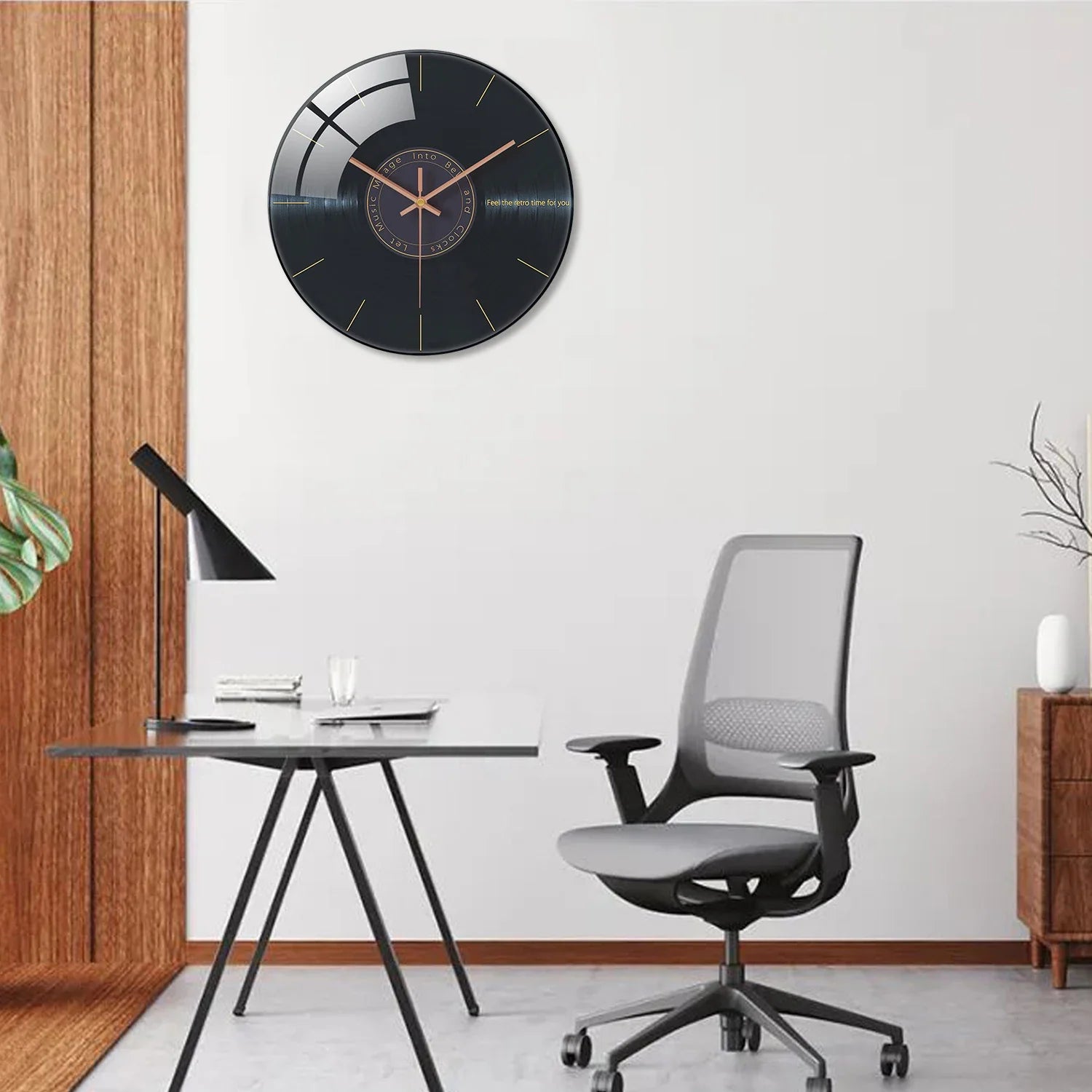 Horloge Murale Originale Vinyle Noir