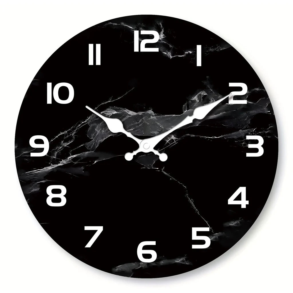 Horloge Murale Marbre Noir Style Épuré