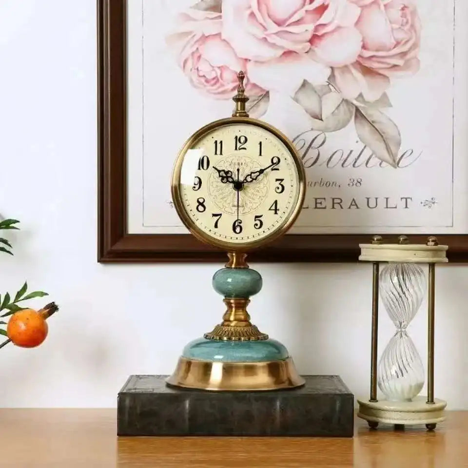 Horloge de Table Éléphant Doré Design Antique
