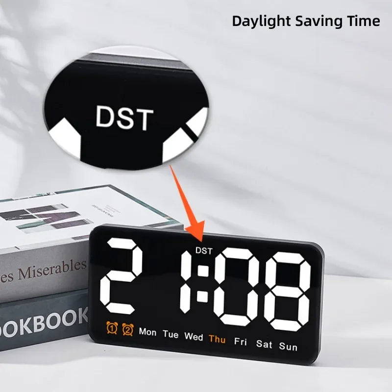 Horloge Murale Digitale LED Grande Taille avec Double Alarme