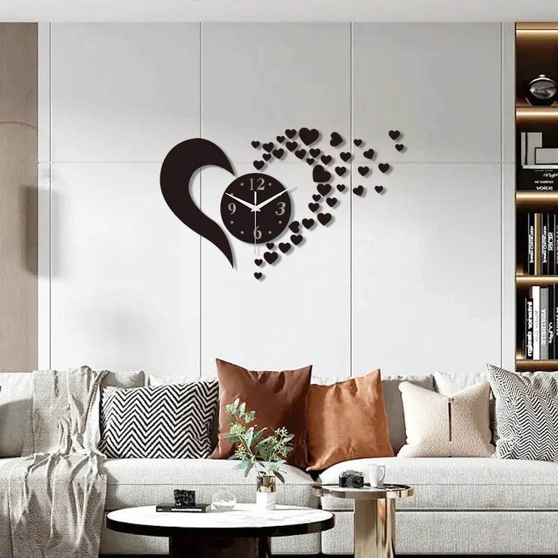 Horloge Coeur Acrylique Miroir Design Unique
