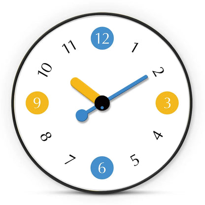 Petite Horloge Murale Chiffres Jaune et Bleu