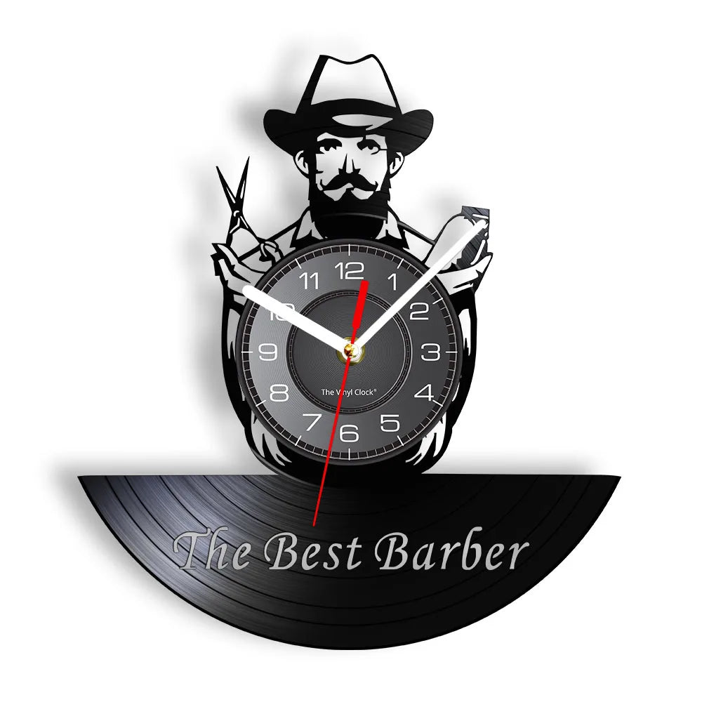 Horloge Vinyle Design Style Barber Shop