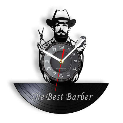 Horloge Vinyle Design Style Barber Shop
